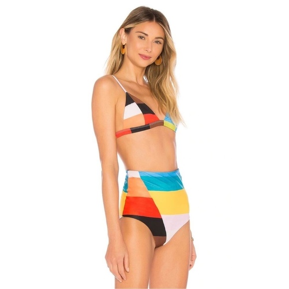 Mara Hoffman Astrid Color-Block Triangle Bikini Top - Picture 12 of 14